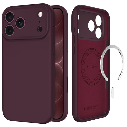 MagSafe tok Apple iPhone 18 Pro Max / 17 Pro Max készülékhez, Tech-Protect, szilikon, bordó színű