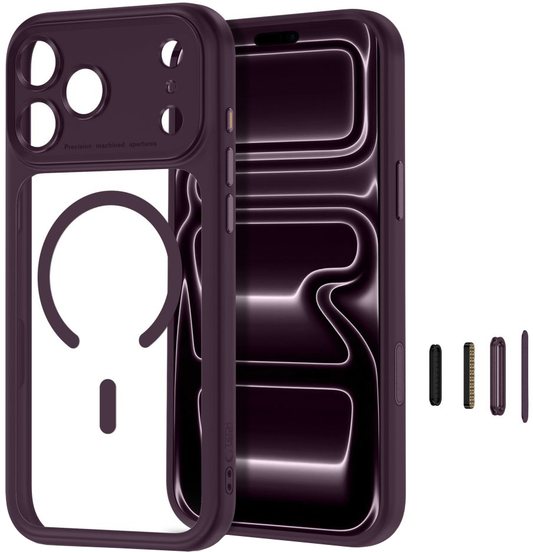 MagSafe tok Apple iPhone 18 Pro Max / 17 Pro Max számára, Tech-Protect, MagPeak CC, Átlátszó Bordó