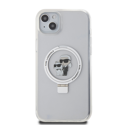 MagSafe tok Apple iPhone 15 Plus-hoz, Karl Lagerfeld, Ringstand Karl és Choupette, Fehér, Újrazárva