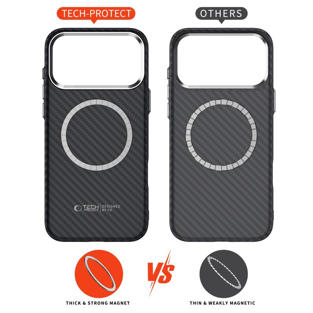 MagSafe tok Apple iPhone 17 Pro-hoz, Tech-Protect, Ion Carbon, Fekete