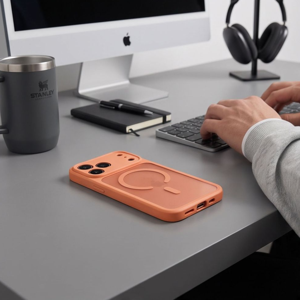 MagSafe tok Apple iPhone 18 Pro / 17 Pro-hoz, Tech-Protect, BasicMag, Matt Narancssárga