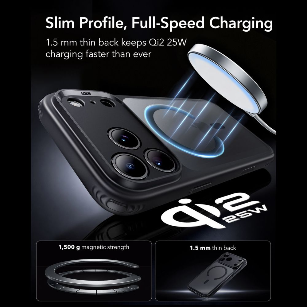 MagSafe tok Apple iPhone 18 Pro Max / 17 Pro Max készülékhez, ESR, Classic Hybrid, Fekete