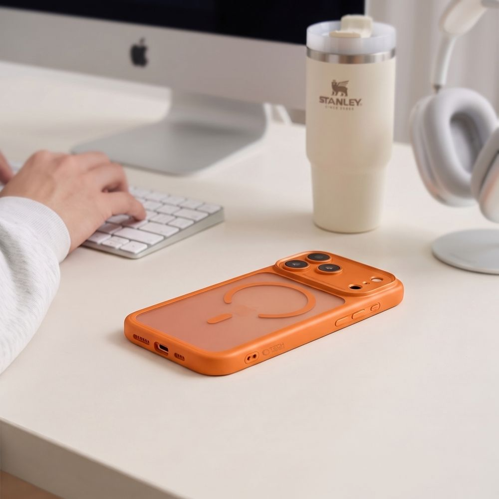 MagSafe tok Apple iPhone 18 Pro Max / 17 Pro Max készülékhez, Tech-Protect, MagPeak CC, Matt Narancssárga