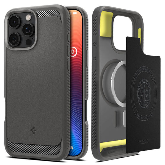 MagSafe tok Apple iPhone 16 Pro Max készülékhez, Spigen, Rugged Armor, szürke ACS07987 
