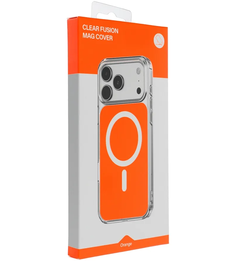 MagSafe tok Apple iPhone 17e / 16e-hez, OEM, Clear Fusion Mag Cover, Narancssárga