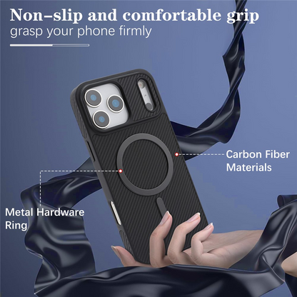 MagSafe Case for Apple iPhone 17 Pro Max, OEM, Carbon Metal Ring, Black