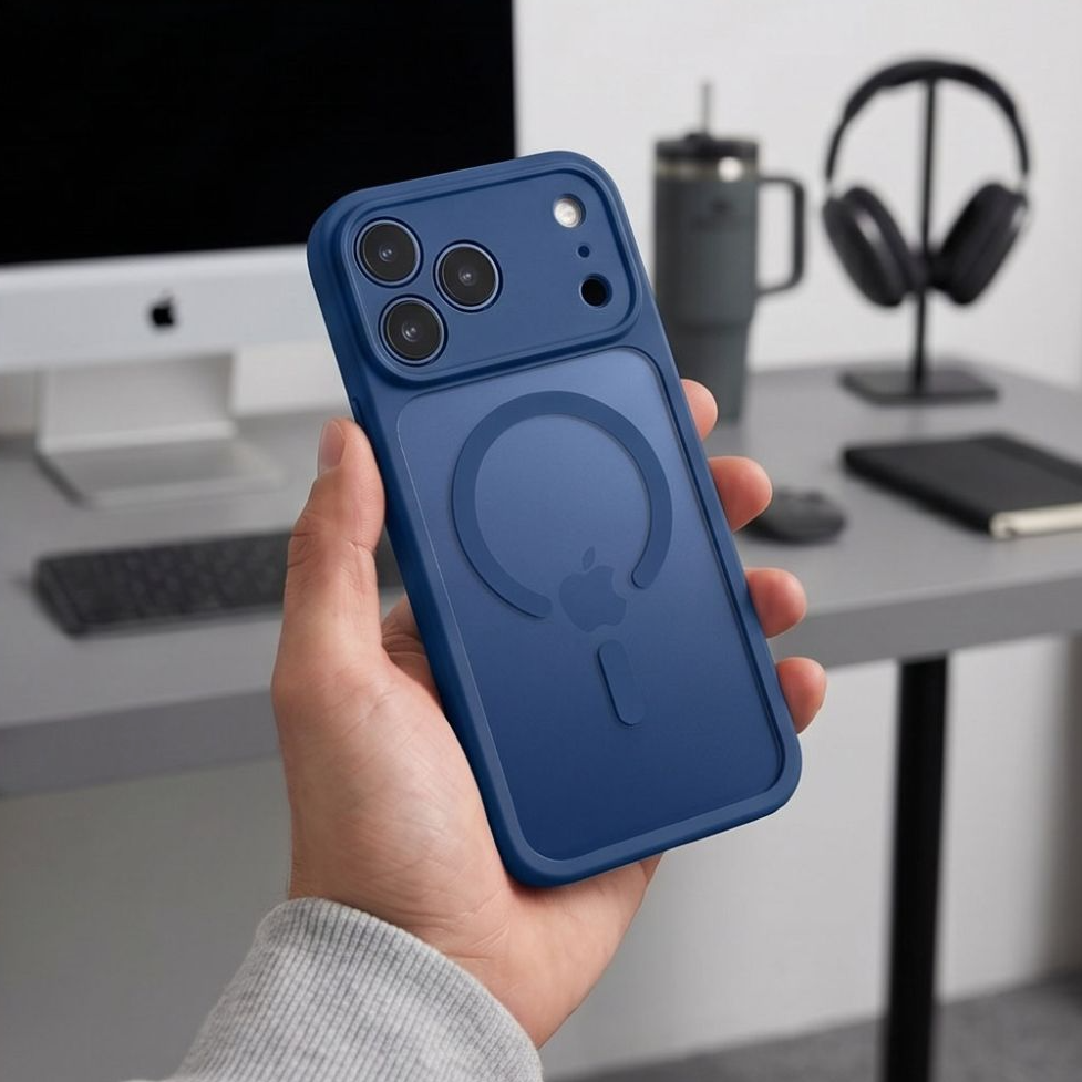 MagSafe tok Apple iPhone 18 Pro / 17 Pro-hoz, Tech-Protect, BasicMag, Matt Tengerészkék