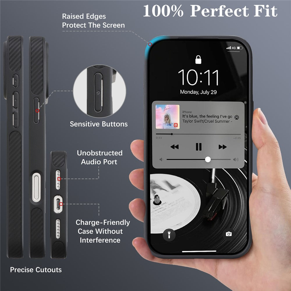 MagSafe tok Apple iPhone 16 Pro-hoz, OEM, Carbon Metal Ring, Fekete