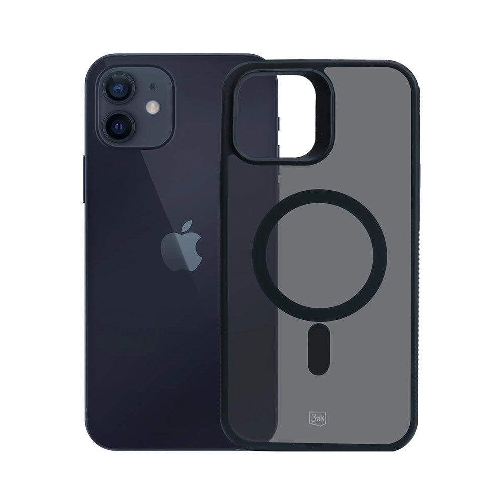 MagSafe tok Apple iPhone 12 / 12 Pro-hoz, 3MK, Smoke MagCase, Fekete
