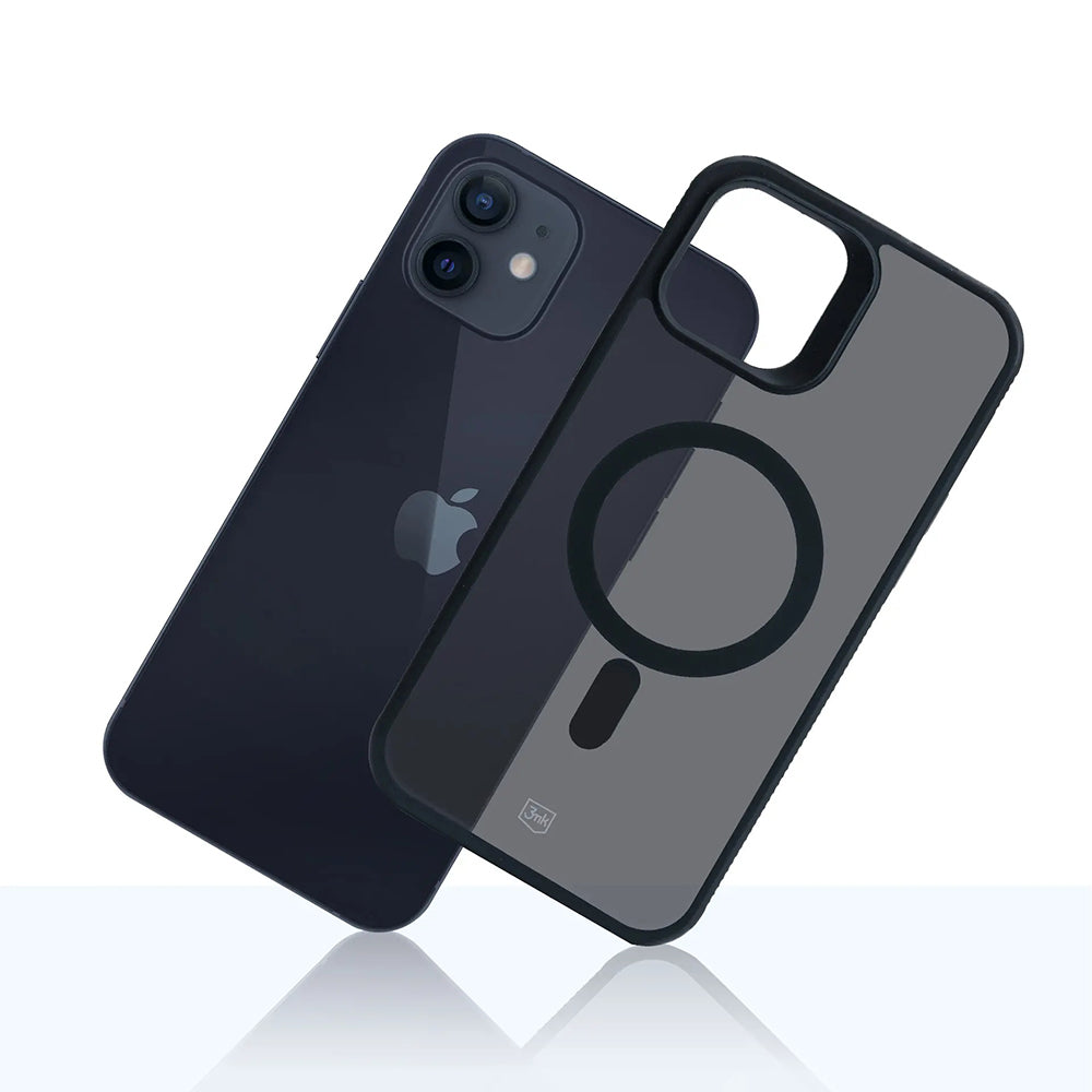 MagSafe tok Apple iPhone 12 / 12 Pro-hoz, 3MK, Smoke MagCase, Fekete