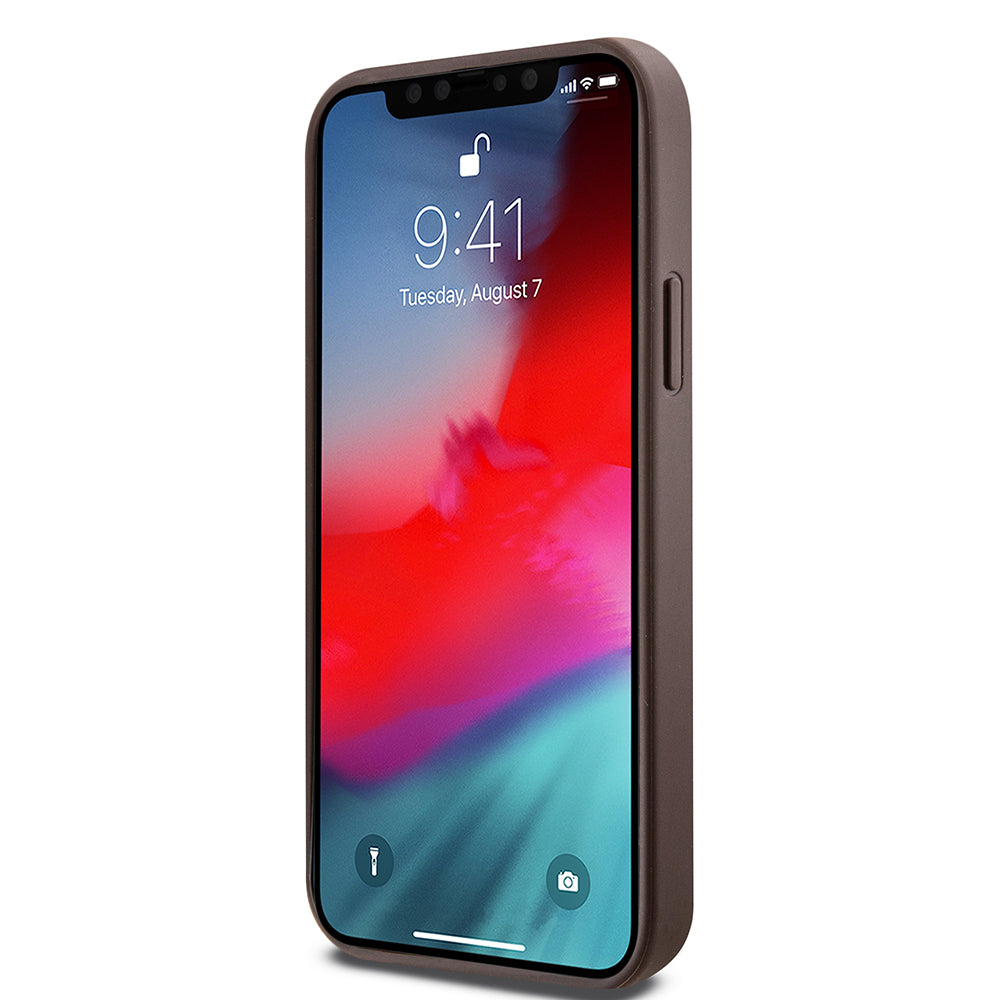 MagSafe Case for Apple iPhone 12 / 12 Pro, Guess, 4G Ring Classic Logo, Brown