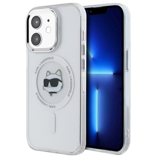 MagSafe tok Apple iPhone 12 / 12 Pro-hoz, Karl Lagerfeld, IML Metal Choupette's Head, Fehér