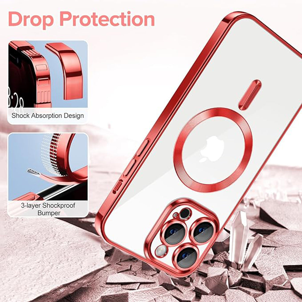 MagSafe tok Apple iPhone 12 Pro Max-hoz, Techsuit, Luxury Crystal, Piros