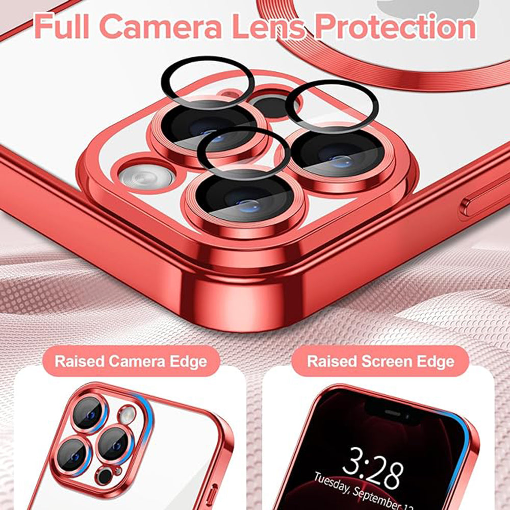 MagSafe tok Apple iPhone 12 Pro Max-hoz, Techsuit, Luxury Crystal, Piros