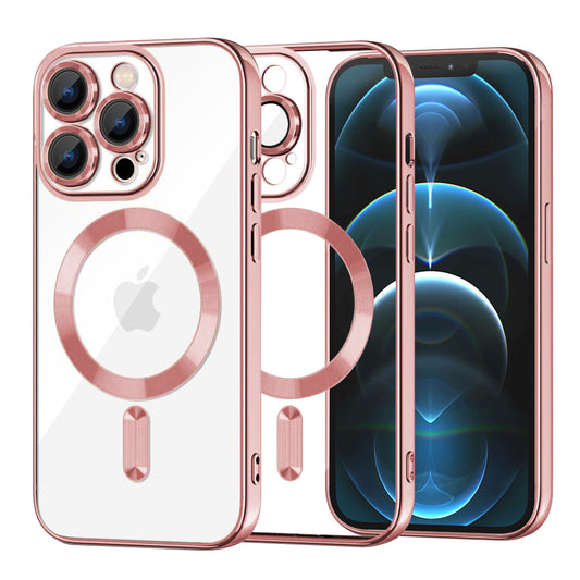 MagSafe tok Apple iPhone 12 Pro Max-hoz, Techsuit, Luxury Crystal, Rózsaszín