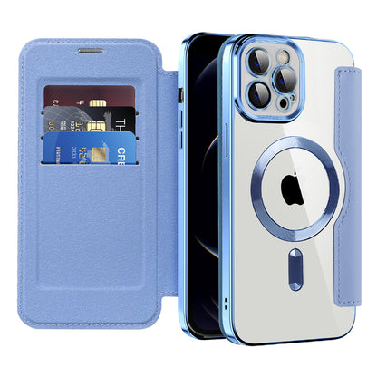 MagSafe Case for Apple iPhone 12 Pro Max, Techsuit, SmartMag Book, Blue