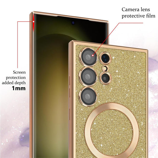 MagSafe tok Apple iPhone 12 Pro-hoz, Techsuit, Luxury Glitter, Sötétkék