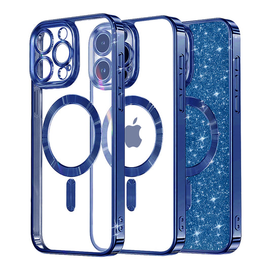 MagSafe tok Apple iPhone 12 Pro-hoz, Techsuit, Luxury Glitter, Sötétkék