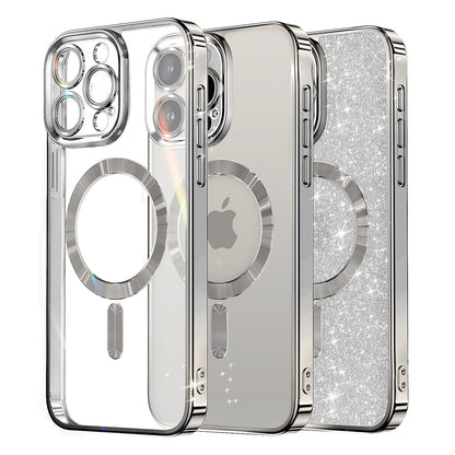 MagSafe tok Apple iPhone 12 Pro-hoz, Techsuit, Luxury Glitter, Ezüst