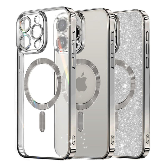 MagSafe tok Apple iPhone 12 Pro-hoz, Techsuit, Luxury Glitter, Ezüst