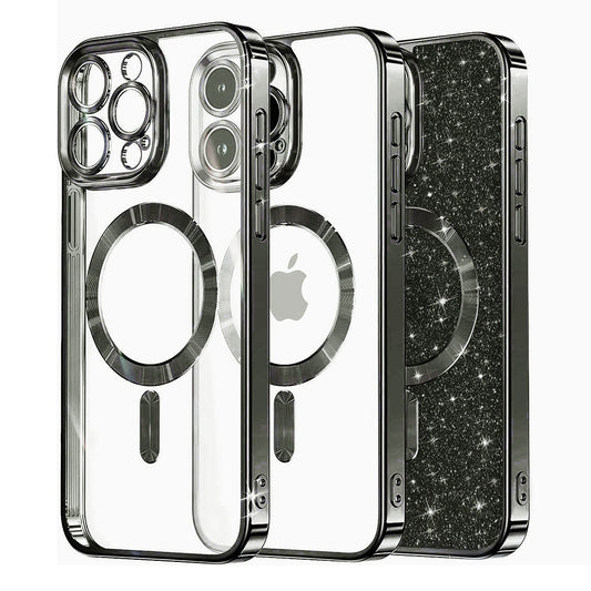 MagSafe tok Apple iPhone 12 Pro-hoz, Techsuit, Luxury Glitter, Fekete