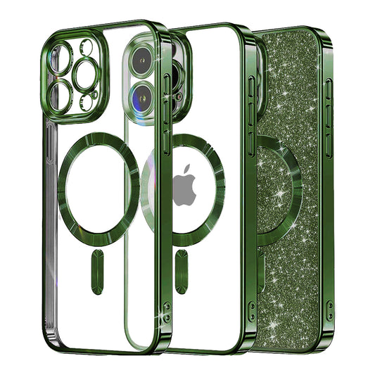 MagSafe tok Apple iPhone 12 Pro-hoz, Techsuit, Luxury Glitter, Sötétzöld