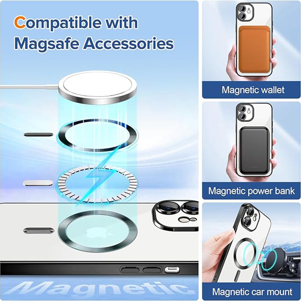 MagSafe tok Apple iPhone 12-hez, Techsuit, Luxury Crystal, Fekete