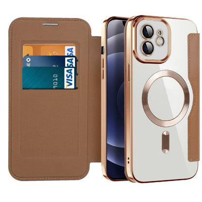 MagSafe Case for Apple iPhone 12, Techsuit, SmartMag Book, Brown
