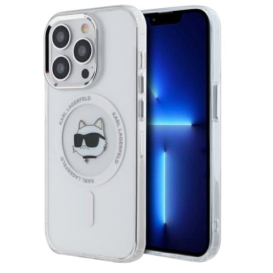 MagSafe tok Apple iPhone 13 Pro-hoz, Karl Lagerfeld, IML Metal Choupette's Head, Fehér
