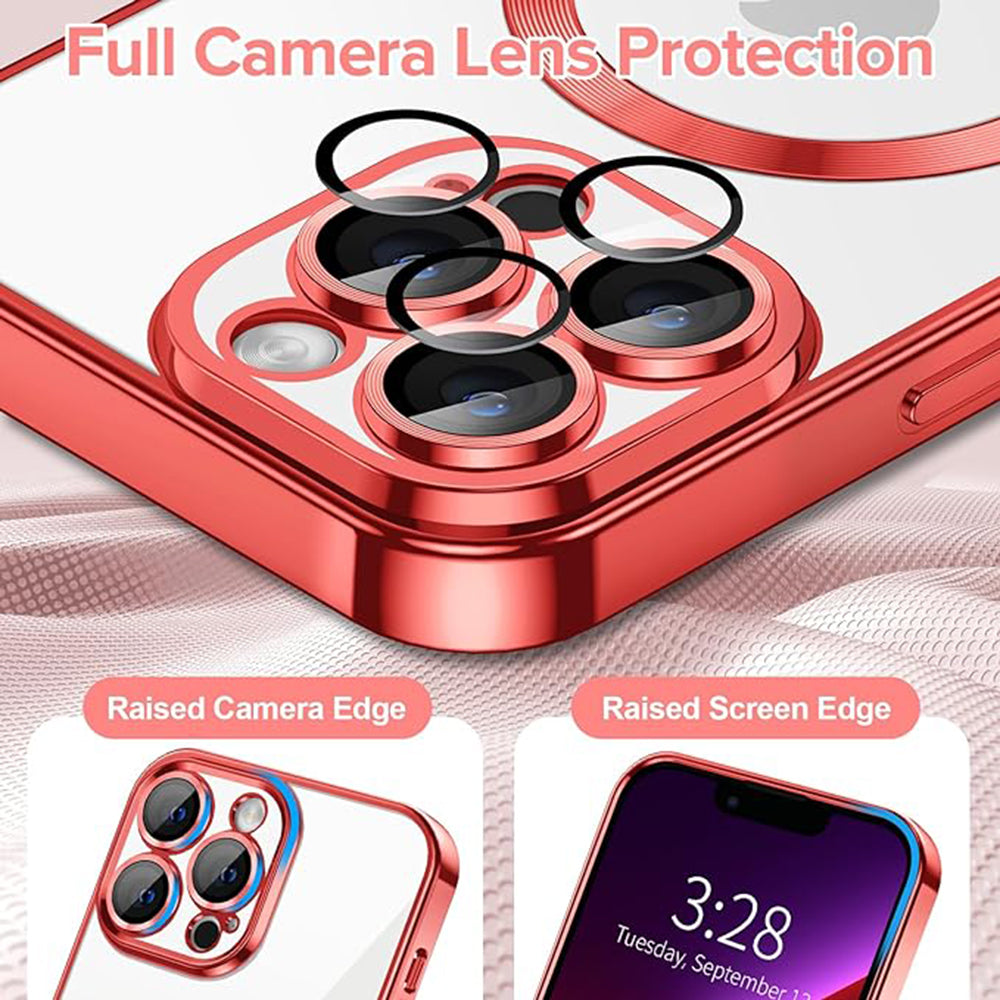 MagSafe tok Apple iPhone 13 Pro Max-hoz, Techsuit, Luxury Crystal, Piros
