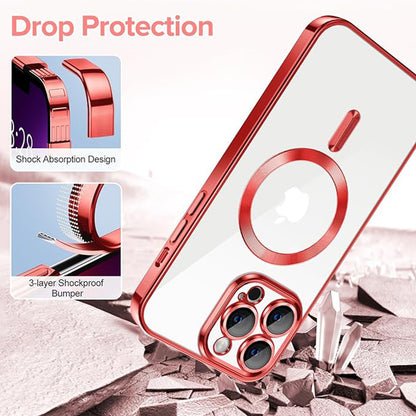 MagSafe tok Apple iPhone 13 Pro Max-hoz, Techsuit, Luxury Crystal, Piros