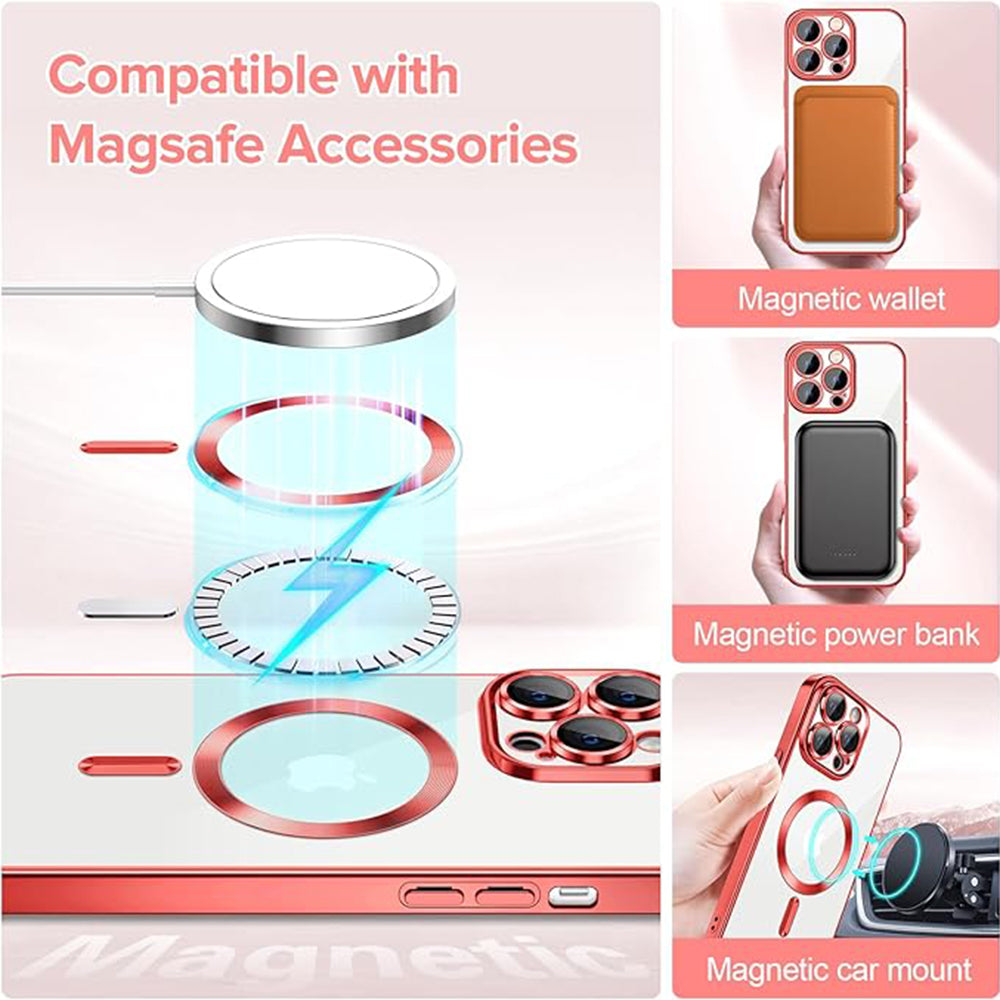 MagSafe tok Apple iPhone 13 Pro Max-hoz, Techsuit, Luxury Crystal, Piros