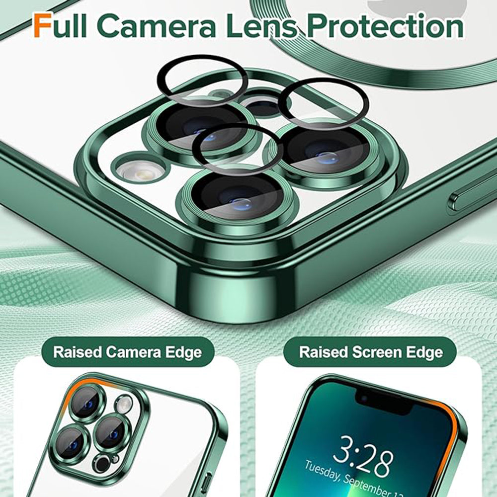 MagSafe Case for Apple iPhone 13 Pro Max, Techsuit, Luxury Crystal, Dark Green