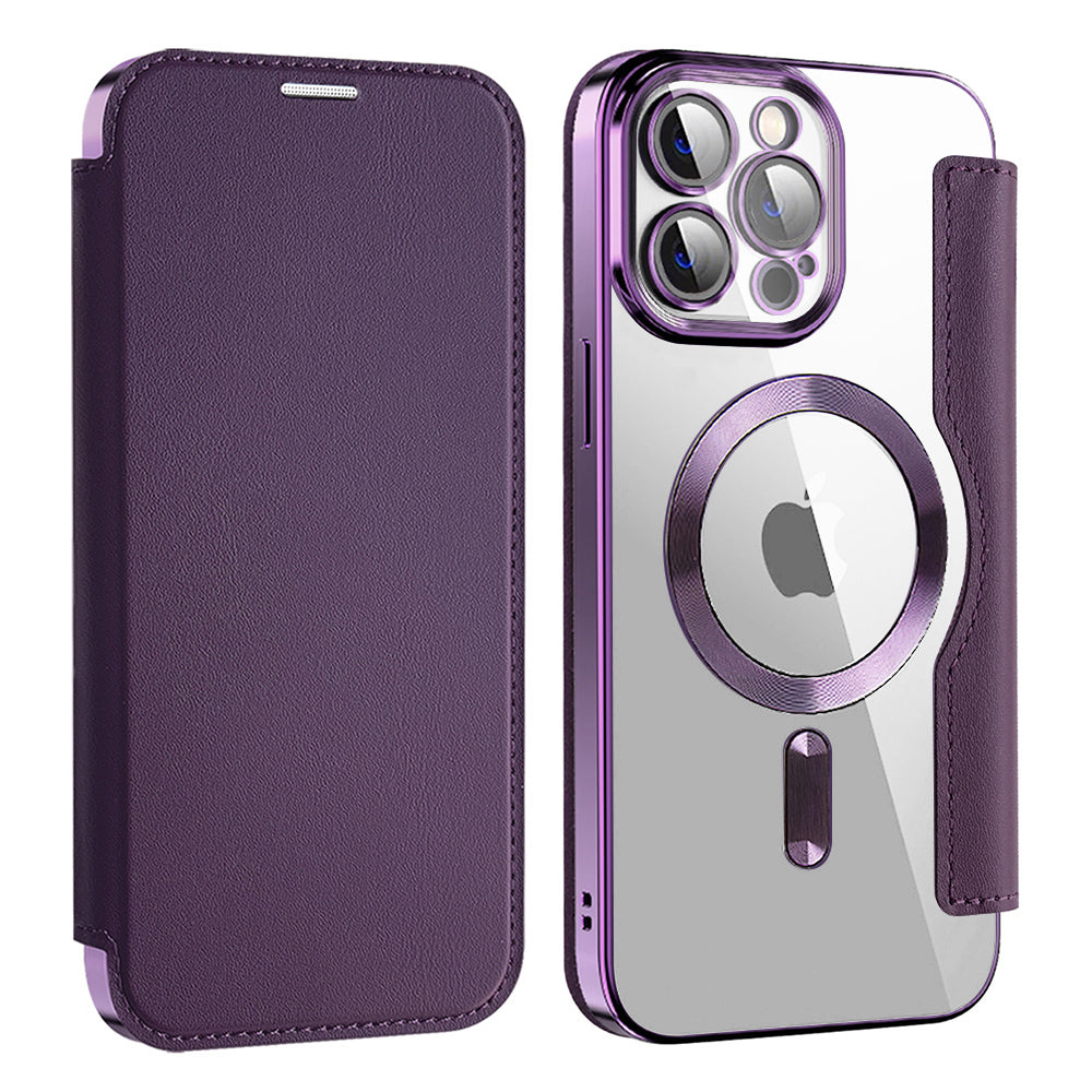MagSafe Case for Apple iPhone 13 Pro Max, Techsuit, SmartMag Book, Purple