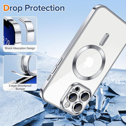 MagSafe tok Apple iPhone 13 Pro-hoz, Techsuit, Luxury Crystal, Ezüst
