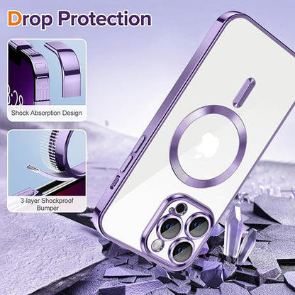MagSafe Case for Apple iPhone 13 Pro, Techsuit, Luxury Crystal, Light Purple