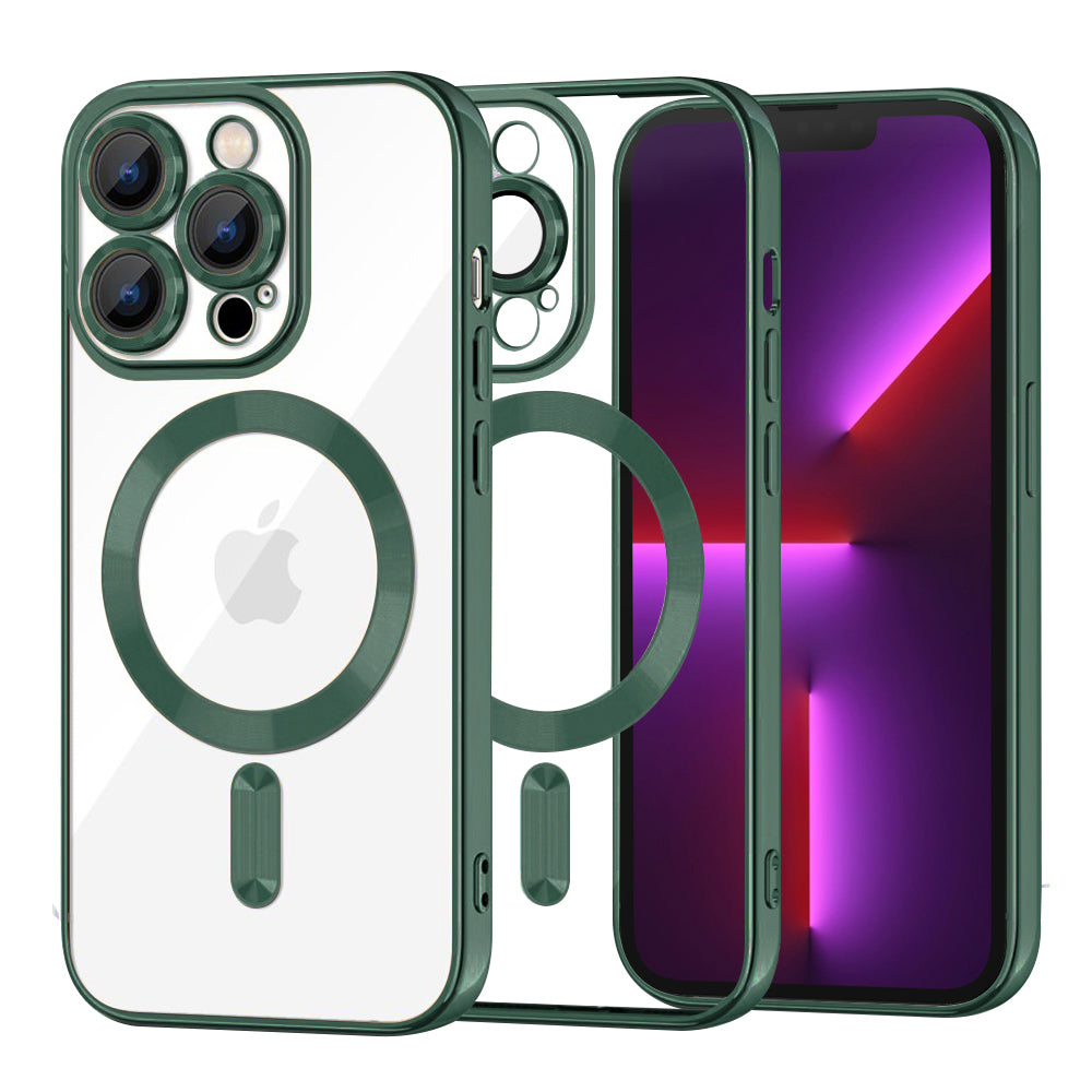 MagSafe Case for Apple iPhone 13 Pro, Techsuit, Luxury Crystal, Dark Green