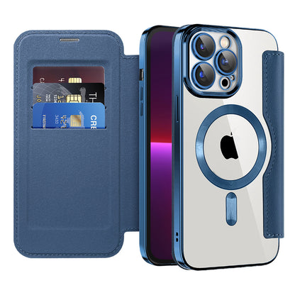 MagSafe Case for Apple iPhone 13 Pro, Techsuit, SmartMag Book, Blue