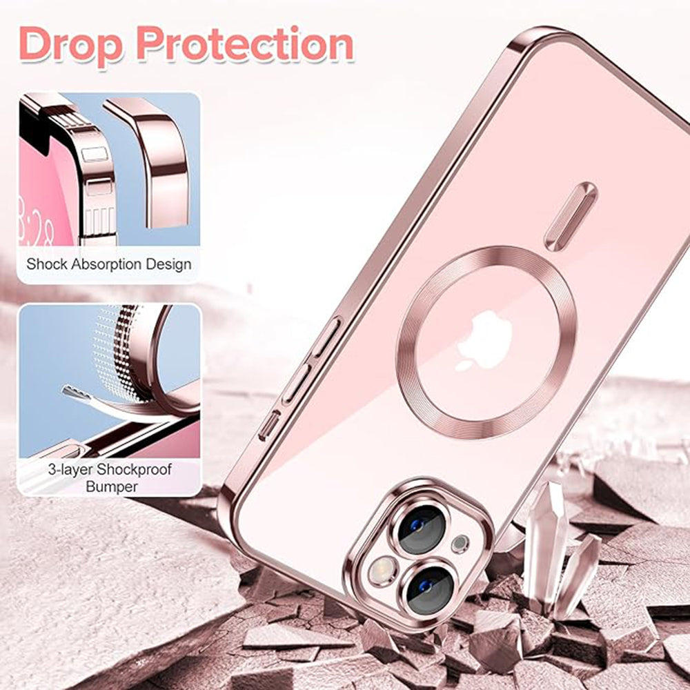 MagSafe tok Apple iPhone 13-hoz, Techsuit, Luxury Crystal, Rózsaszín