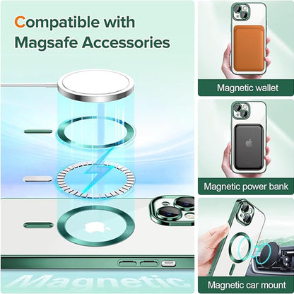 MagSafe tok Apple iPhone 13-hoz, Techsuit, Luxury Crystal, Sötétzöld