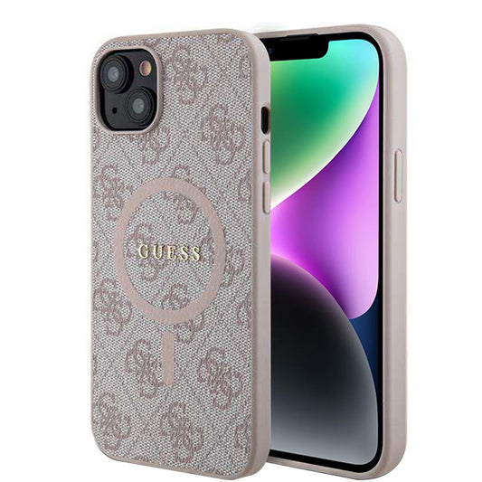 MagSafe tok Apple iPhone 14-hez, Guess, 4G Ring Classic Logo, Rózsaszín