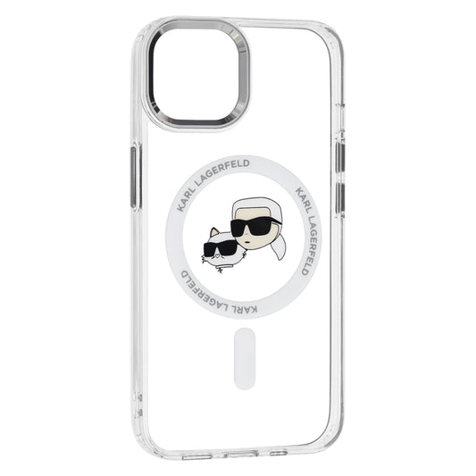 MagSafe tok Apple iPhone 14-hez, Karl Lagerfeld, IML Metal Karl & Choupette's Heads, Fehér