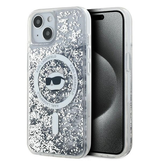 MagSafe tok Apple iPhone 14-hez, Karl Lagerfeld, Liquid Glitter Choupette's Head, Átlátszó