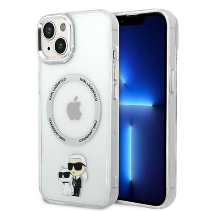 MagSafe Case for Apple iPhone 14 Plus, Karl Lagerfeld, Ikonik Karl & Choupette, Transparent