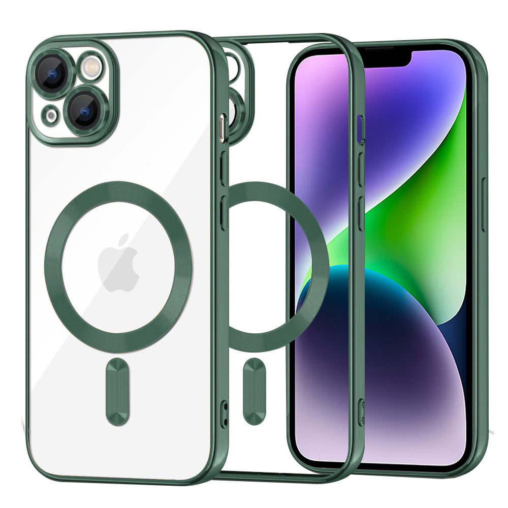 MagSafe tok Apple iPhone 14 Plus-hoz, Techsuit, Luxury Crystal, Sötétzöld