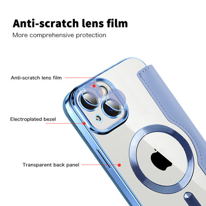 MagSafe Case for Apple iPhone 14 Plus, Techsuit, SmartMag Book, Blue