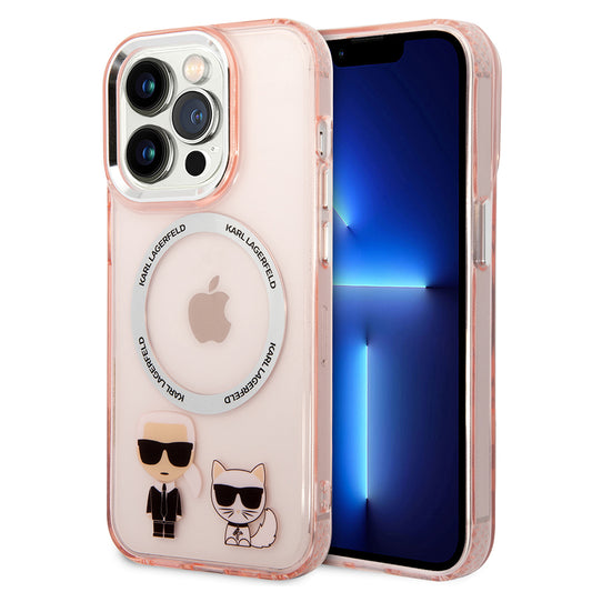 MagSafe Case for Apple iPhone 14 Pro Max, Karl Lagerfeld, Karl & Choupette Aluminium, Pink