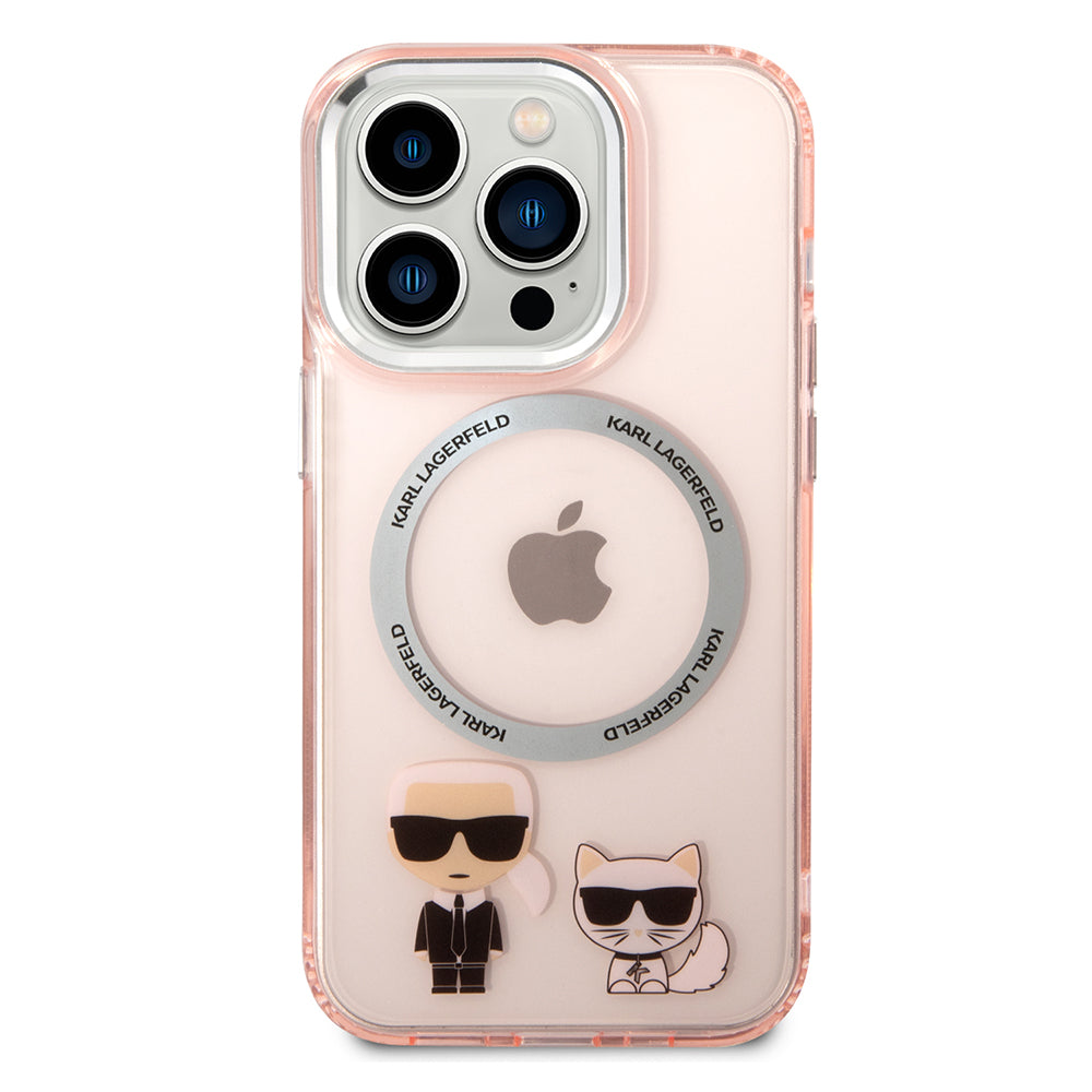 MagSafe Case for Apple iPhone 14 Pro Max, Karl Lagerfeld, Karl & Choupette Aluminium, Pink