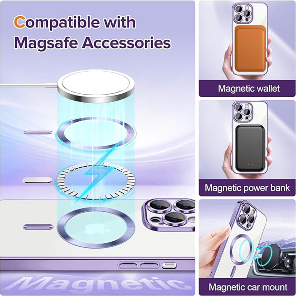 MagSafe tok Apple iPhone 14 Pro Max-hoz, Techsuit, Luxury Crystal, Világos lila
