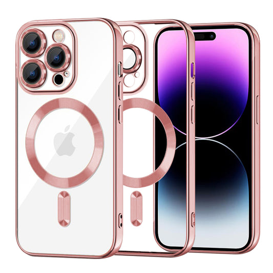 MagSafe tok Apple iPhone 14 Pro Max-hoz, Techsuit, Luxury Crystal, Rózsaszín
